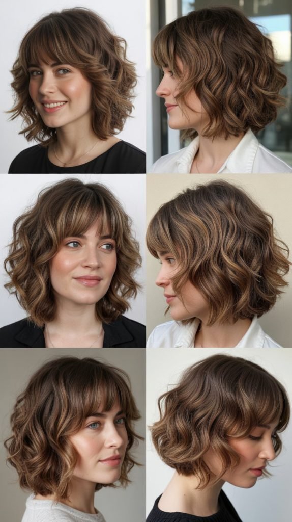  Wavy Graduated Bob With Feathered Bangs