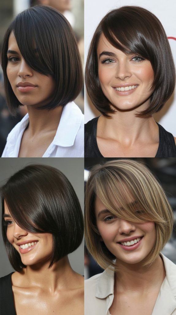 Layered Bob With Center-Parted Bangs