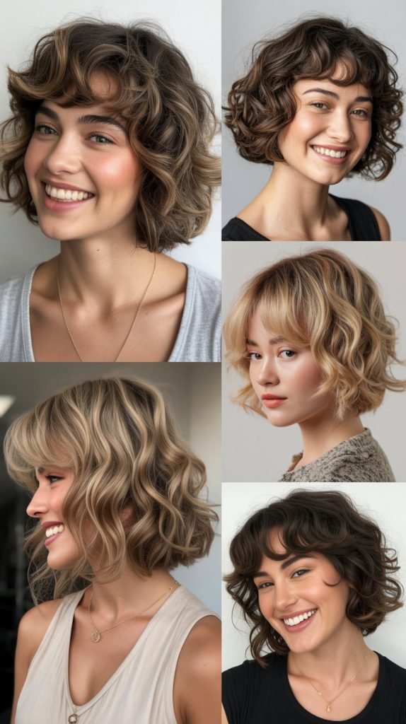  Textured Wavy Bob With Wispy Bangs