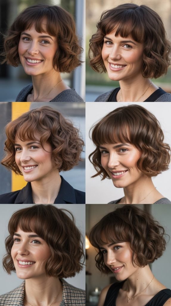  Wavy Bob With Arched Bangs