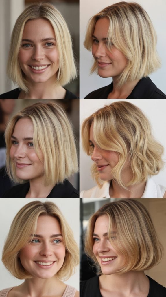 Angled Blonde Lob with Longer Front