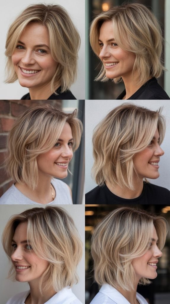 Multi-Tonal Blonde Lob with Piece-y Ends
