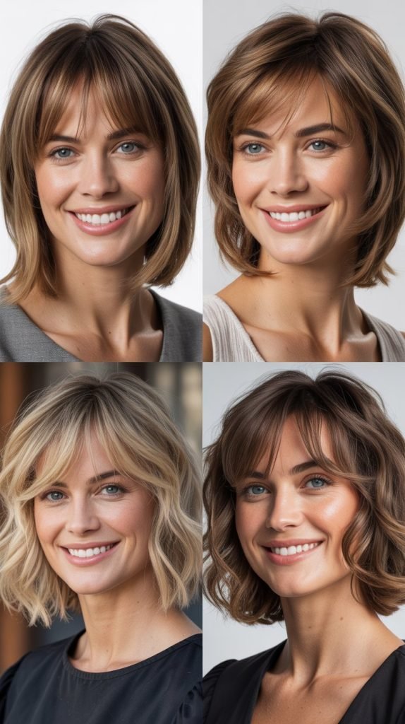  Textured Long Bob With Wispy Bangs