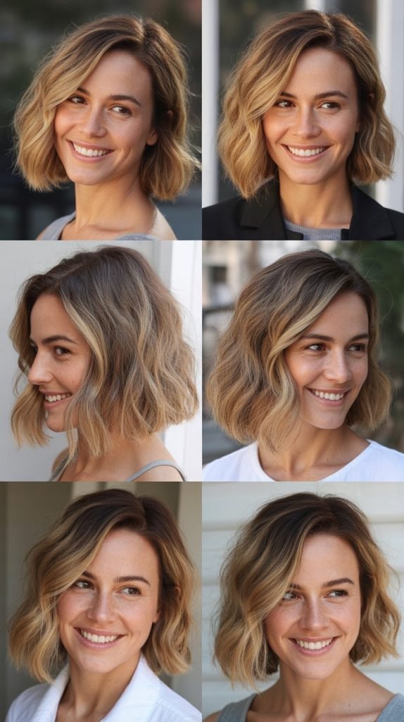 Caramel Blonde Lob with Side Sweep