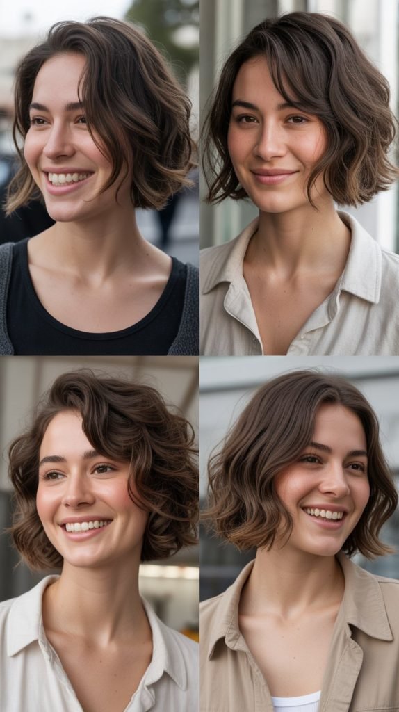 Tousled Lob with Side Part