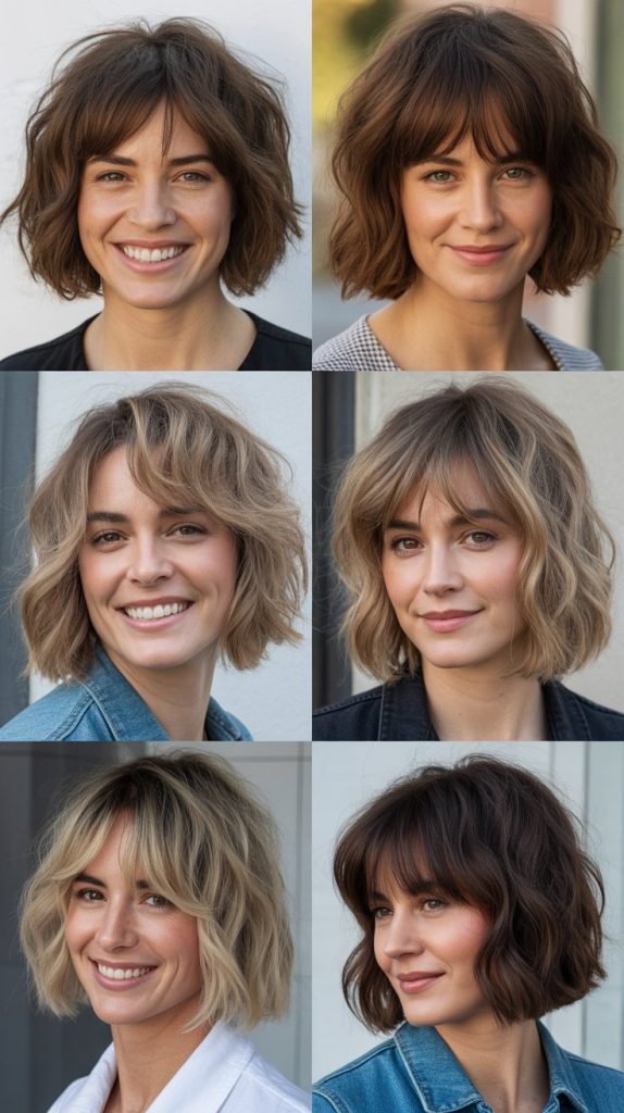  Tousled Bob with Long Messy Bangs