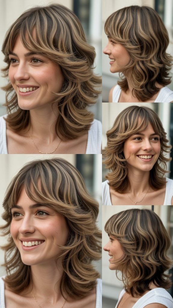  Wavy Shag with Curtain Bang Layers