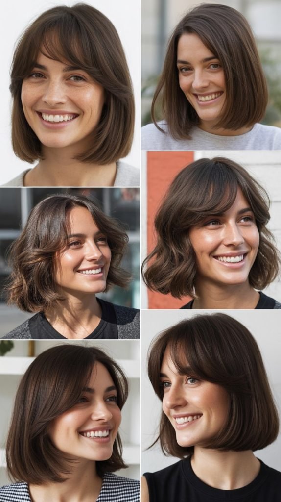  Long Bob With Side Bangs And One Length