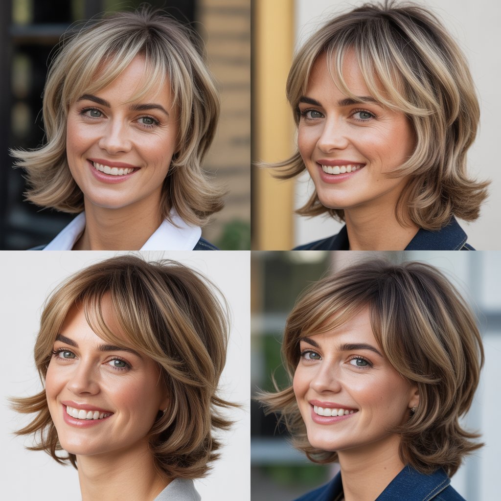 Textured Curtain Bangs with Undone Layers