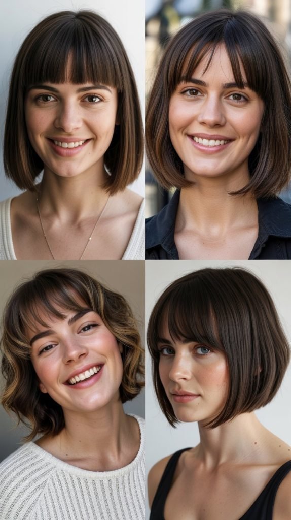  Blunt Lob With Thick Bangs
