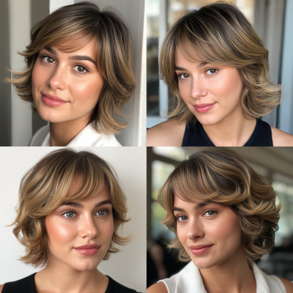 Side-Swept Baby Bangs with Stacked Layers