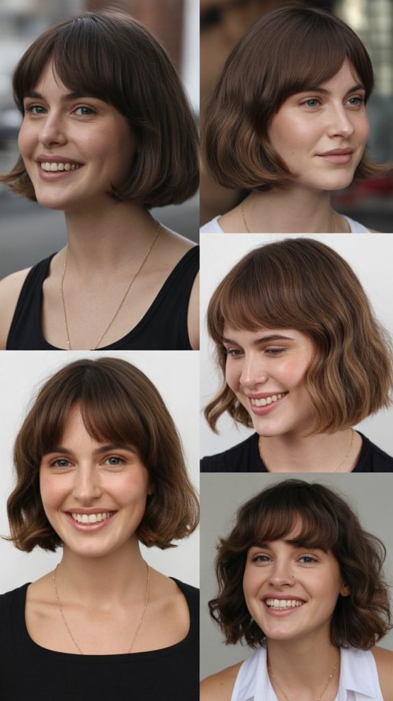  Chin-Length Bob With Curtain Bangs