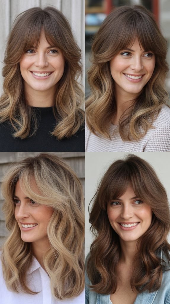  Curtain Bangs with Layered Waves