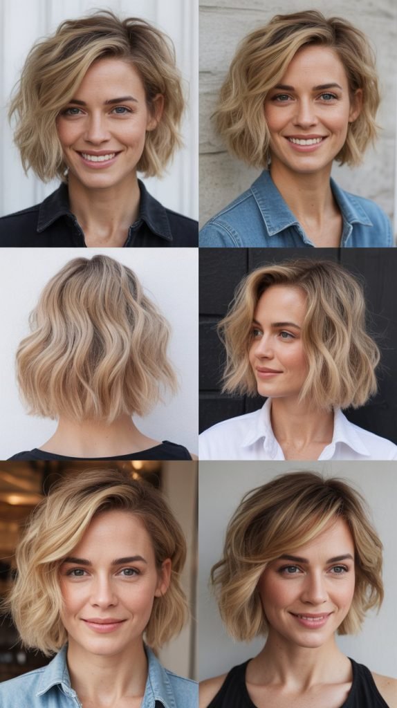 Choppy Blonde Lob with Piecey Texture