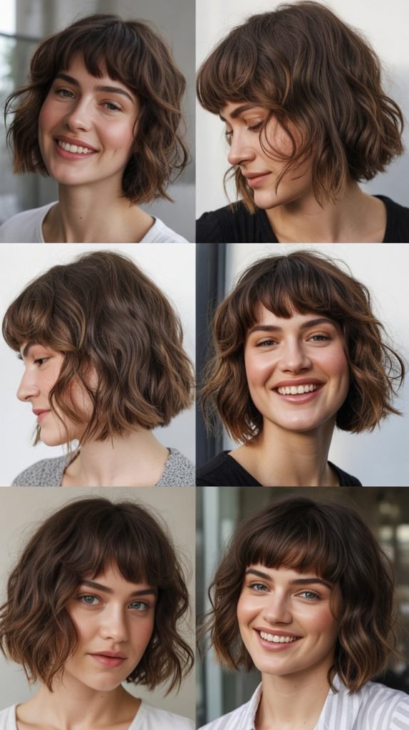  Messy Bob With Piecey Fringe