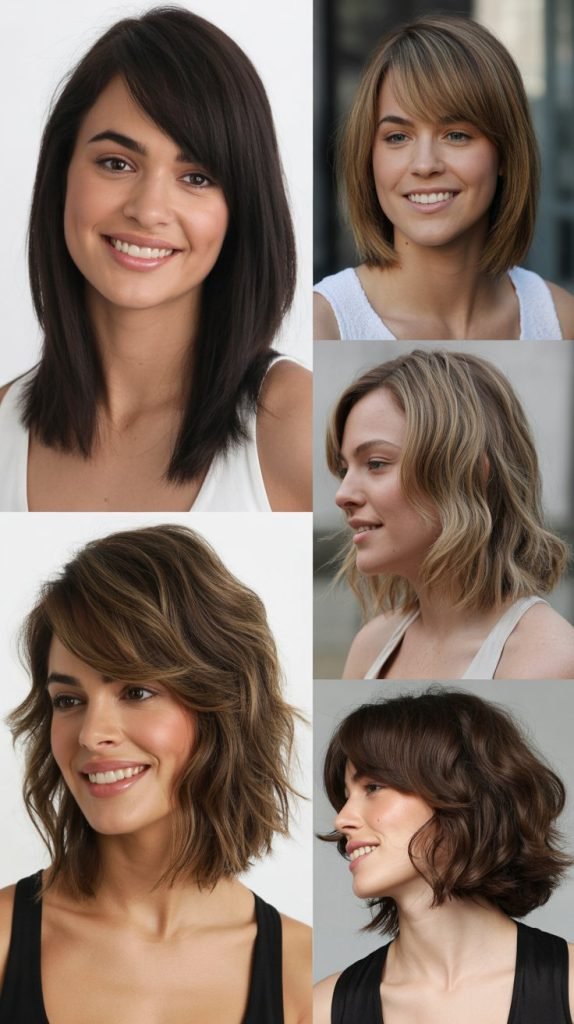  Asymmetrical Long Bob with Side Bangs