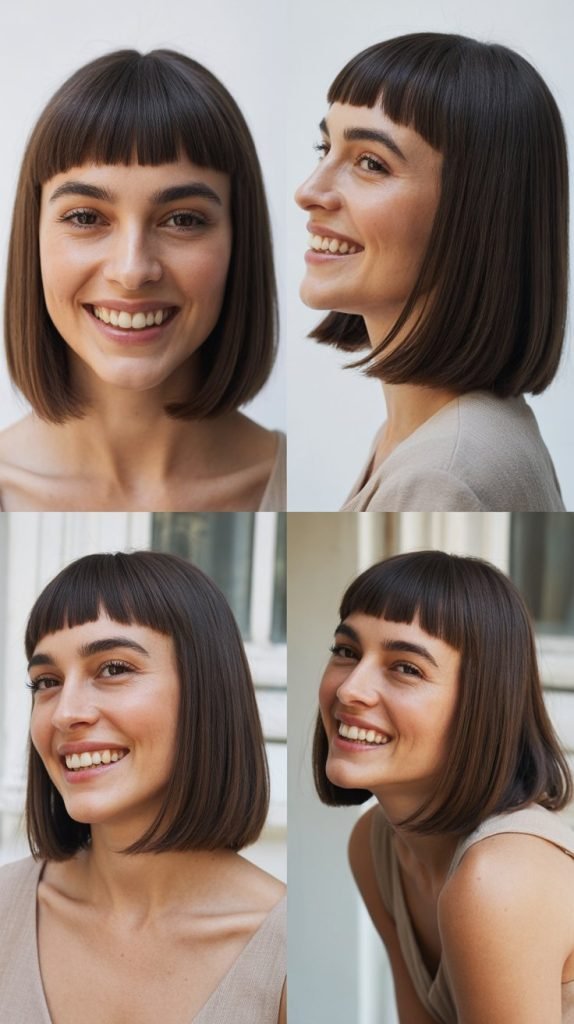 Straight Lob with Blunt Micro Bangs
