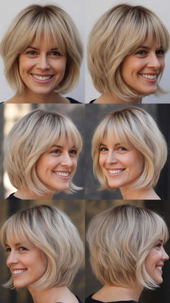 Moonlight Blonde Lob with Feathered Fringe