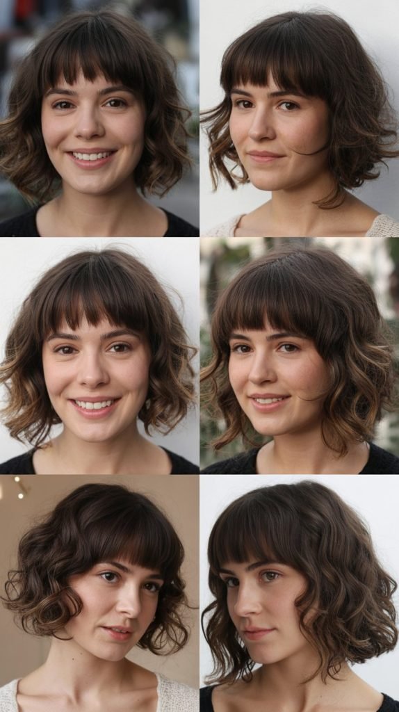  Wavy Bob With Thick Blunt Bangs
