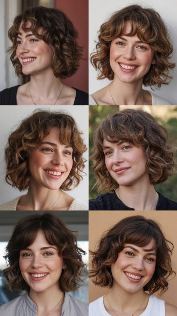 Wavy Lob with Side-Swept Bangs