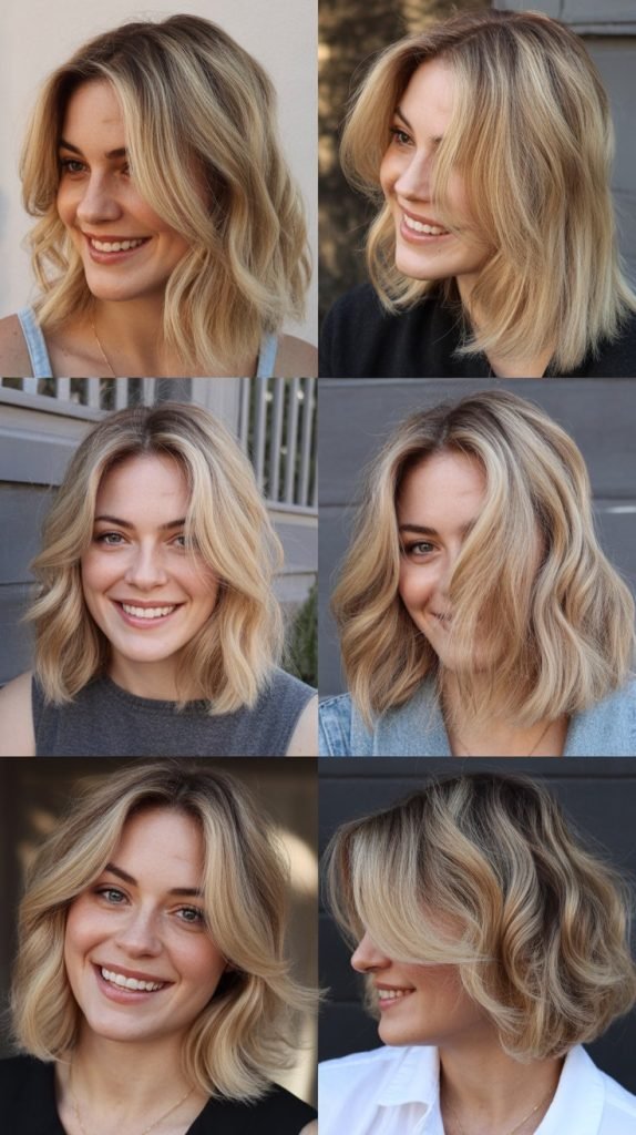Champagne Blonde Lob with Wispy Layers