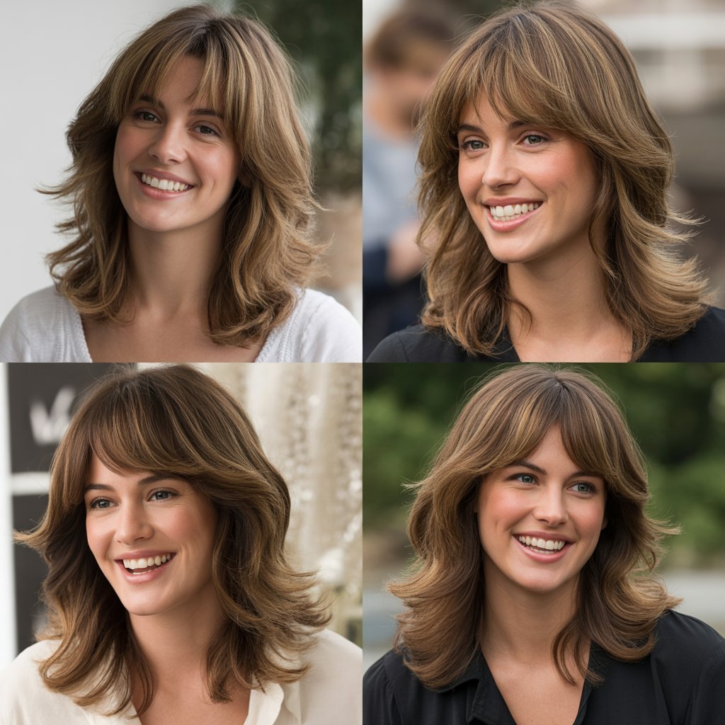 Wispy Curtain Bangs with Feathered Layers