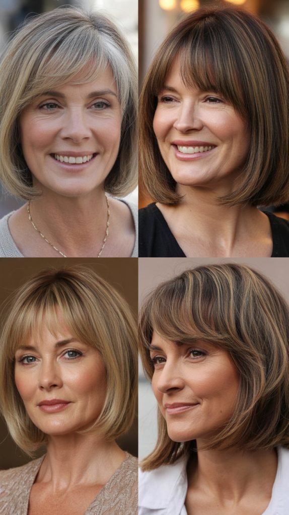 Curtain Bangs with a Lob (Long Bob)