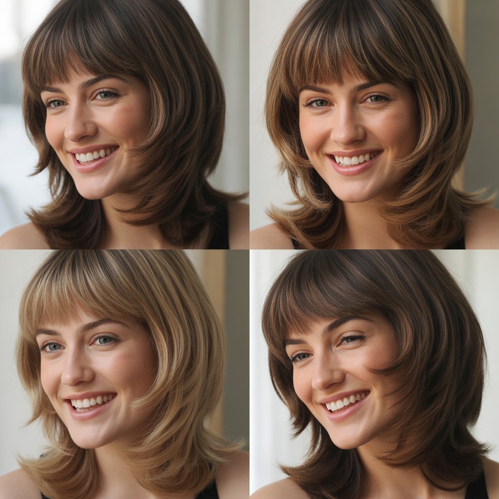 Thick Full Bangs with Beveled Layers