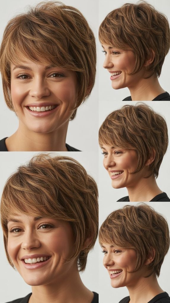 Voluminous Crop with Swooped Face Layers