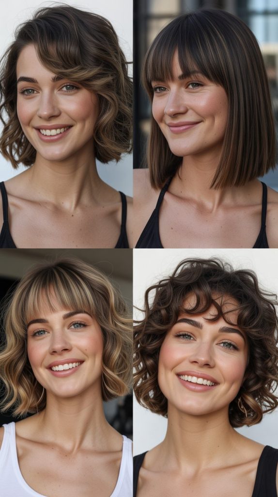 Textured Chin-Length Lob with Face-Framing Bangs