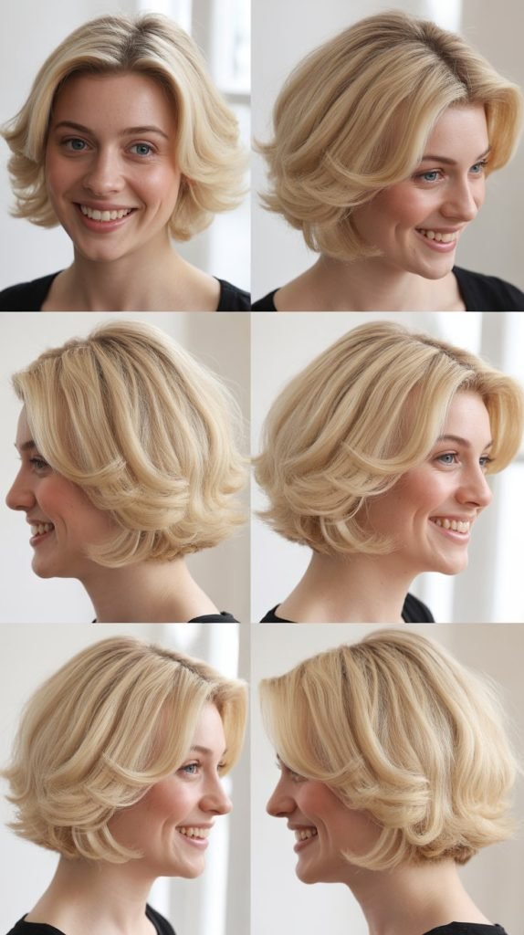 Bright Blonde Lob with Center Volume