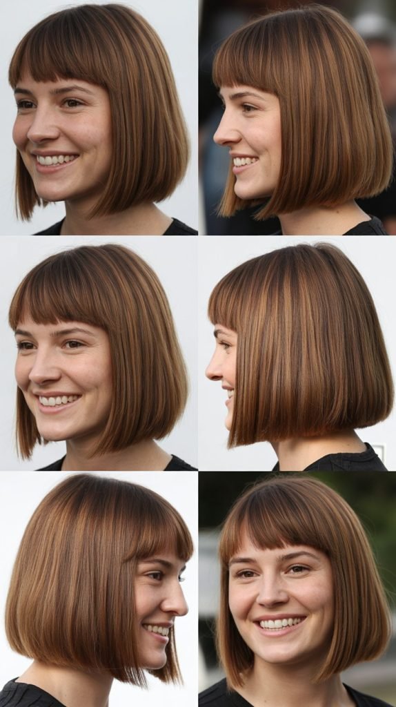  Classic Blunt Long Bob With Straight-Across Bangs