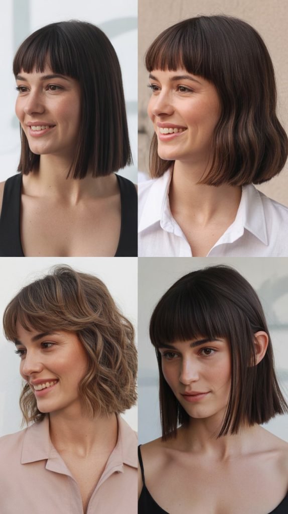  Blunt Lob with Angled Bangs