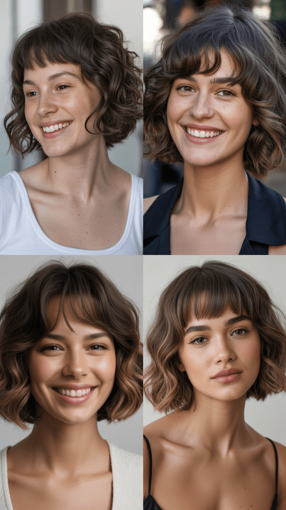 Wavy Bob With Long Bangs And Face-Framing Layers