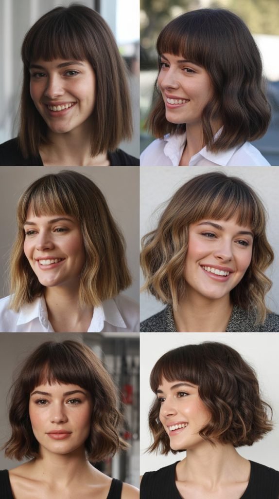 Blunt Bangs with a Textured Lob