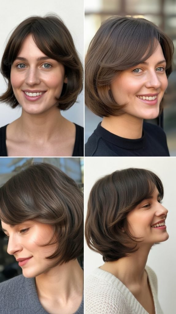 A-Line Lob with Curved Bangs