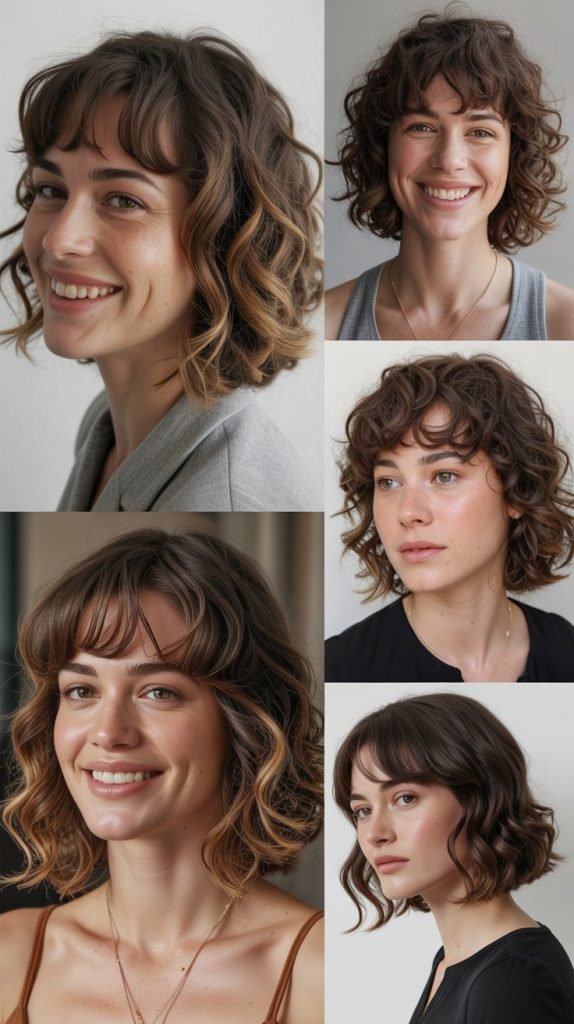 Wavy Lob with Grown-Out Bangs