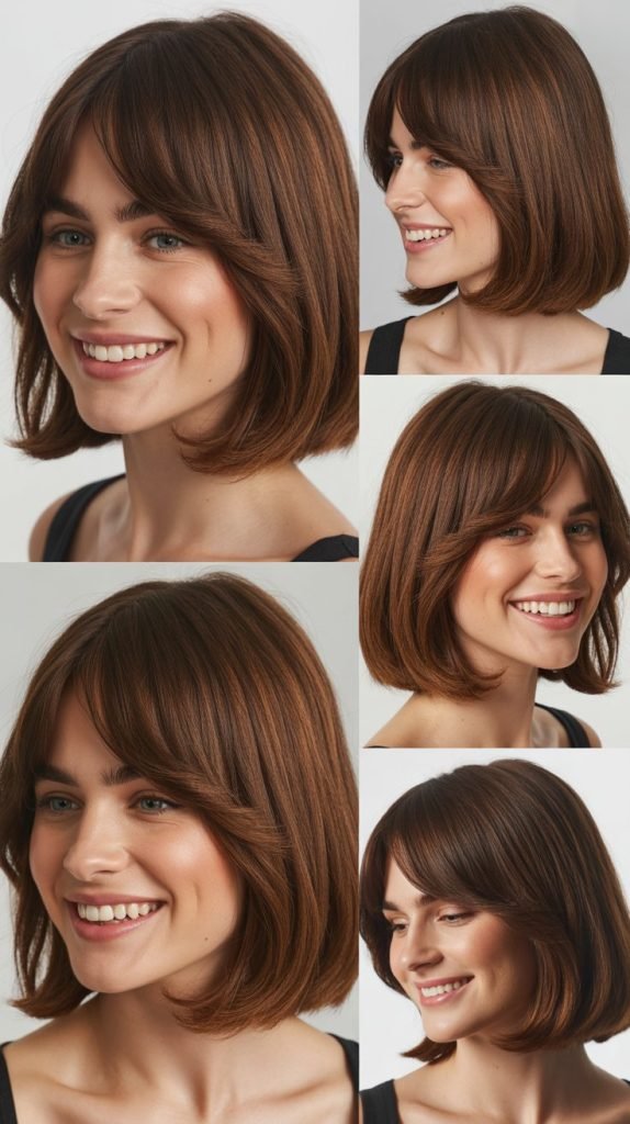Sleek Lob With Long Curtain Bangs