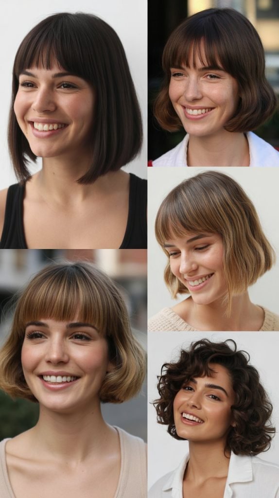  Jaw-Length Bob With Arched Bangs