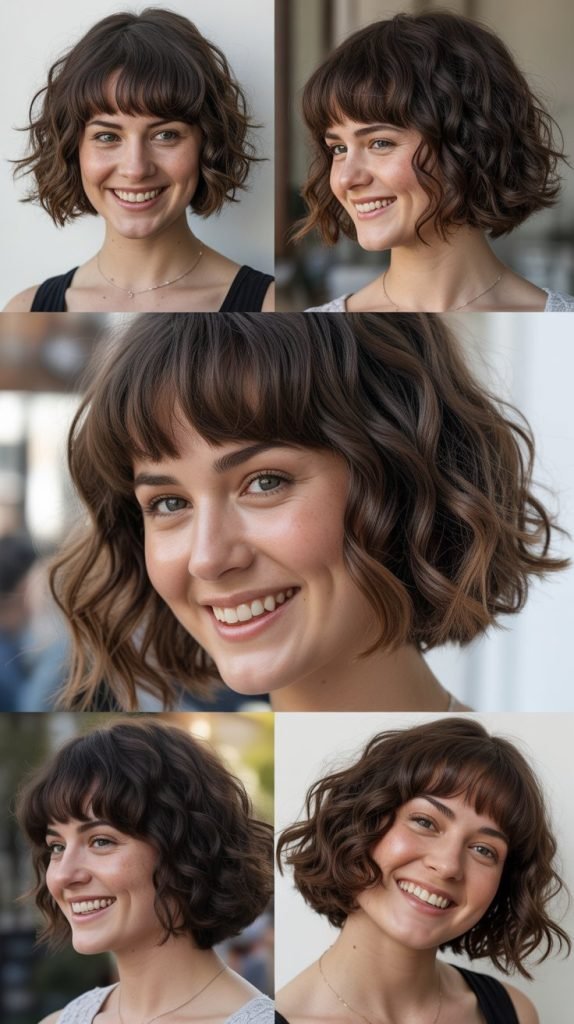  Wavy Bob With Heavy Fringe