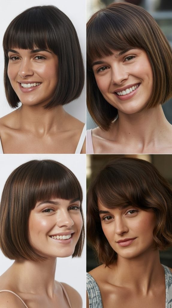  Sleek Bob With Temple-Length Bangs