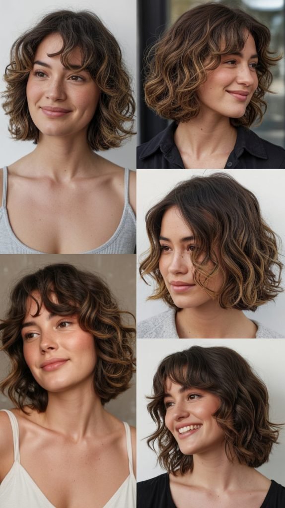 Wavy Bob With Soft Curtain Bangs