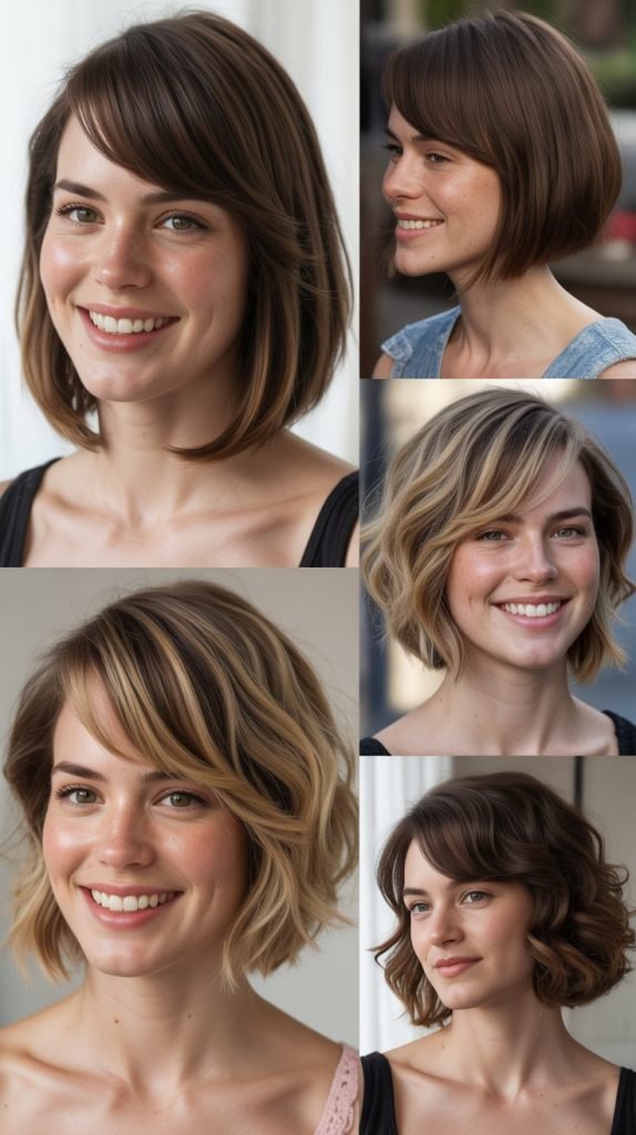  Asymmetrical Lob with Angled Bangs