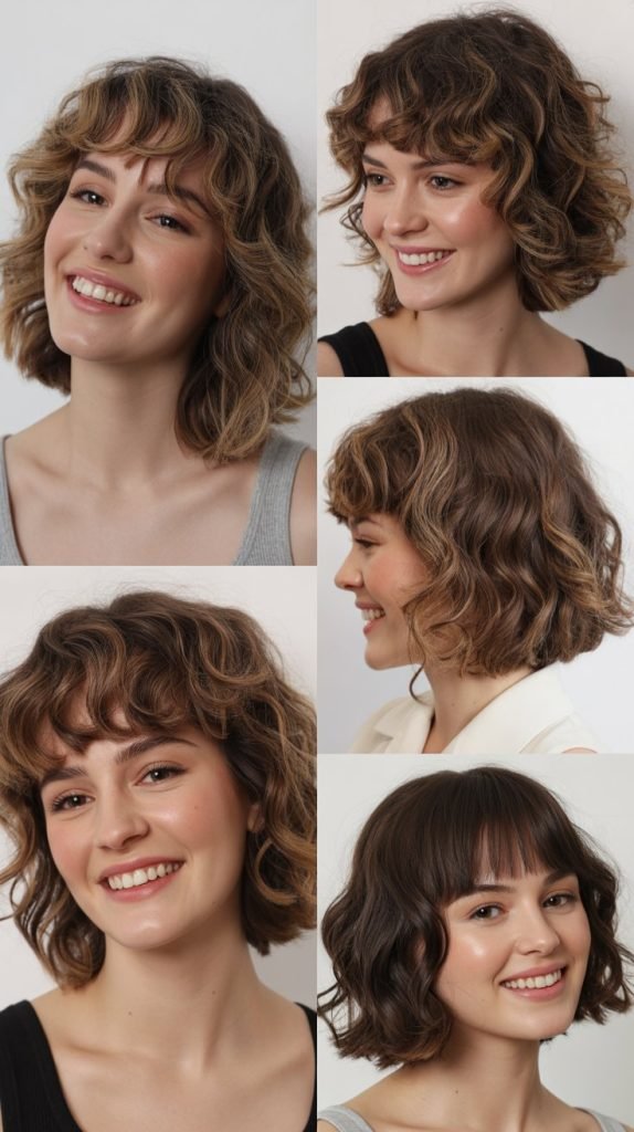  Wavy Bob With Textured Full Bangs