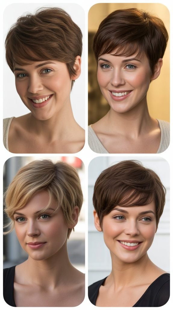 Soft Side-Swept Bangs with Layered Pixie