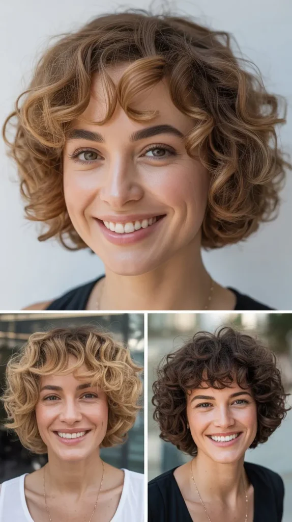 Curly Chin-Length Bob with Curly Bangs