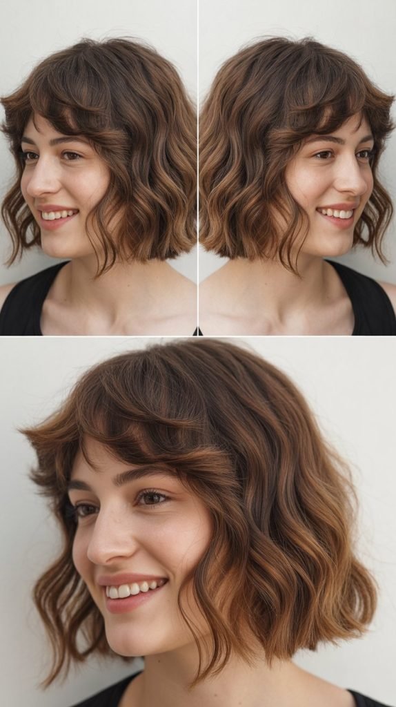 Wavy Medium Bob with Baby Bangs