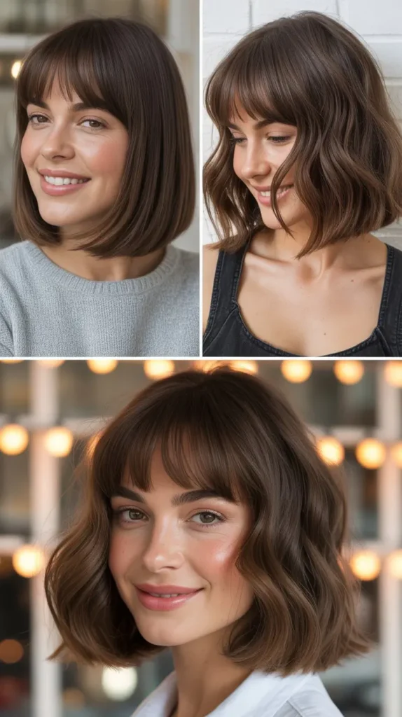 Chin-Length Bob with Baby Curtain Bangs