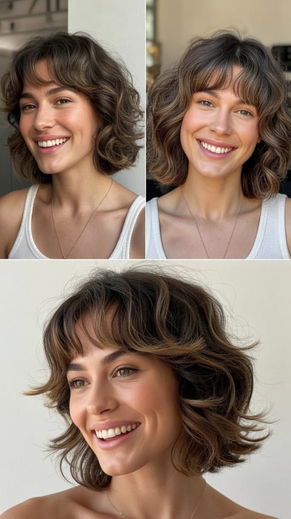 Textured Medium Shag with Curtain Bangs