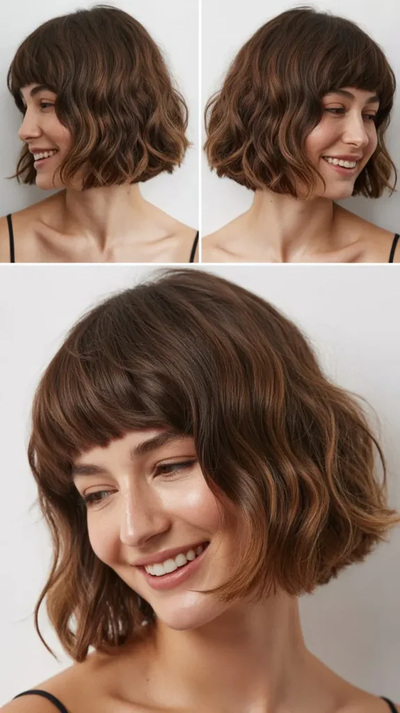 Chin-Length Textured Bob with Soft Fringe
